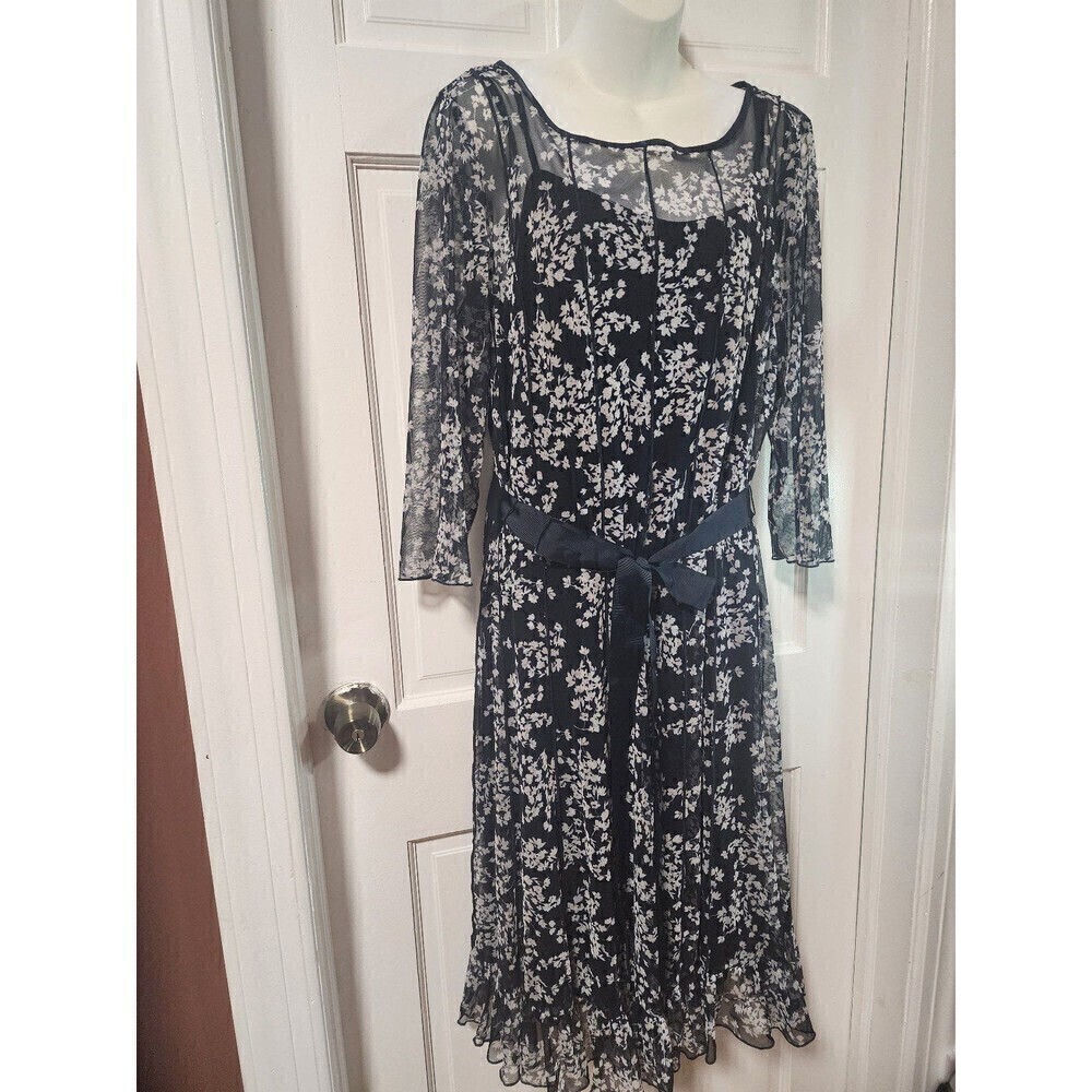 Jessica Howard Women's Printed Round-Neck Plus Floral Dress Size 16W - Picture 10 of 12